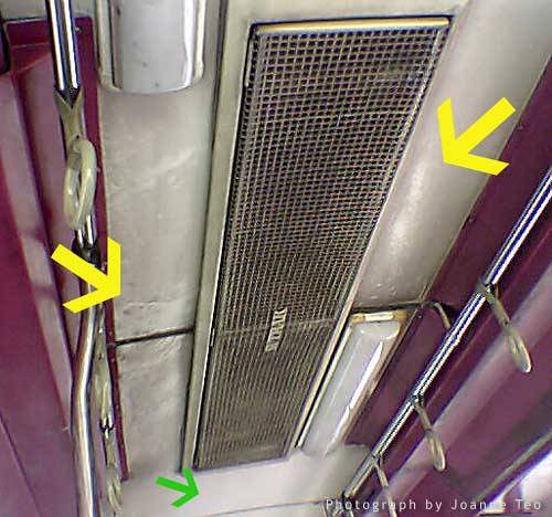Bus 170 More dirt marks of dirty air spewing out from airconditioning vents