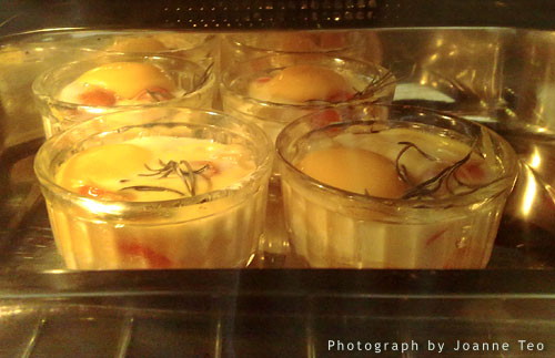 Baked eggs almost done Baked eggs almost done