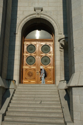 The door at the Mormon Temple The door at the Mormon Temple