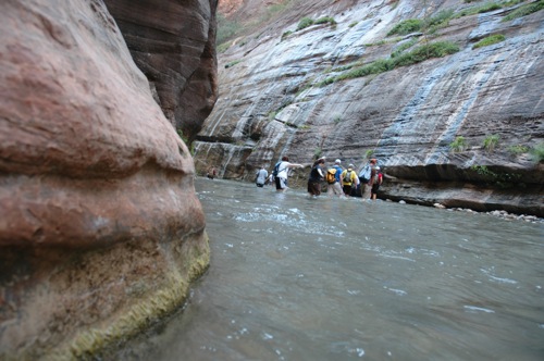 Some people go into water chest deep in the narrows Some people go into water chest deep in the narrows