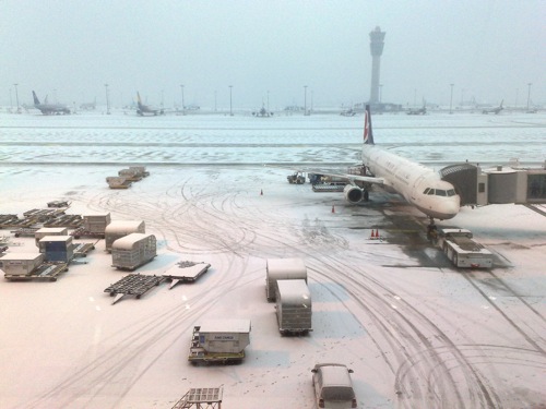 Incheon Airport in snow. Incheon Airport in snow.