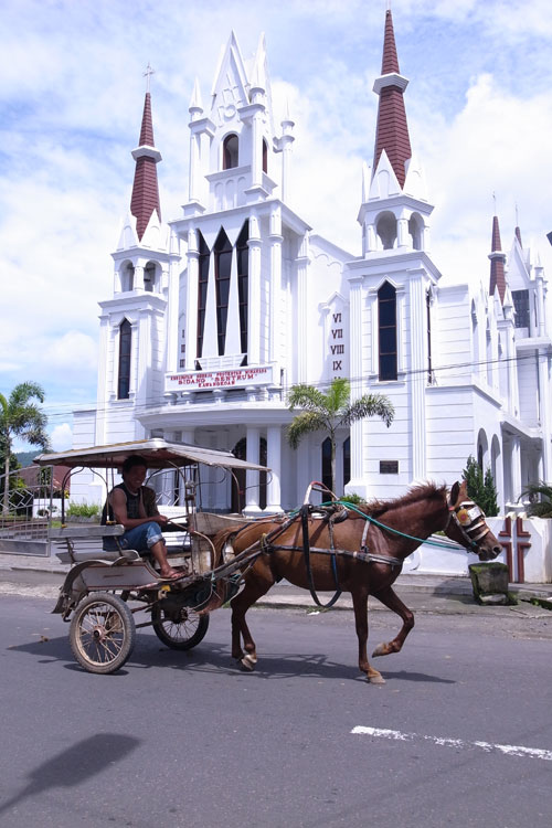 Typical scene of Kawangkoan. People still use horses for public transportation. Typical scene of Kawangkoan. People still use horses for public transportation.