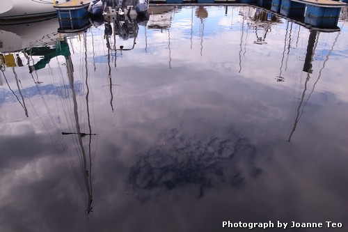 Reflection of boats, Inverness. Reflection of boats, Inverness.