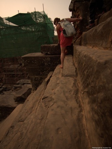 Narrow stairs up Ta Keo.