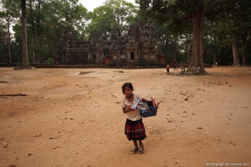 Kid selling wares in front of Chau Say Tevoda Temple.