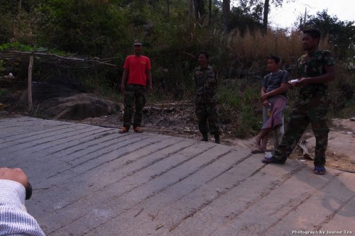 Soldiers along the way up.